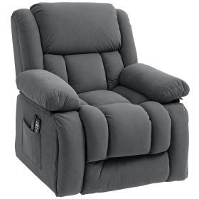 Overstuffed Power Lift Recliner Chair with Vibration Massage and Heat, Side Pockets, Pocket Spring, for Adults, Gray