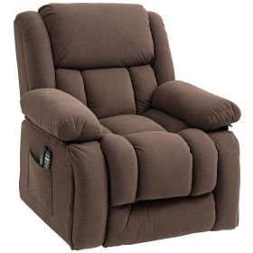 Overstuffed Power Lift Recliner Chair with Vibration Massage and Heat, Side Pockets, Pocket Spring, for Adults, Brown