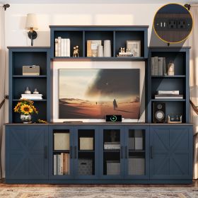 Wall Unit Entertainment Center with Charging Station and USB Charging for TVs,TV Stand with Large Storage Cabinet