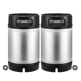 Corny Keg, 2.5 Gallon Ball Lock Keg, SUS304 Cold Brew Kegs with Dual Rubber Handles & Heavy-Duty Rubber Bottom