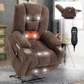 EMON'S Large Power Lift Recliner Chair with Massage and Heat for Elderly, Overstuffed Wide Recliners