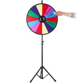 24 inch Spinning Prize Wheel, 14 Slots Spinning Wheel with Height Adjustable Stand, Roulette Wheel with a Dry Erase, and a Storage Bag