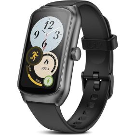 AMOLED Unisex Fitness Tracking Smartwatch With Heart Rate, Blood Oxygen And Sleep Monitoring, Waterproof Function, Pedometer, Swimming Health Act (Option: Black)